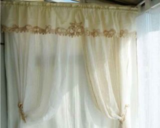Elegant Batten Lace Beige Valance Cafe Curtain Trimmer L