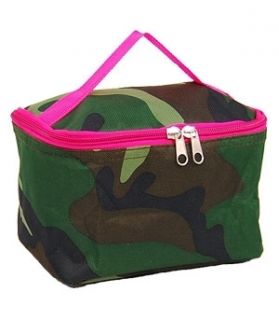 Pink Green Camo Camouflage Makeup Travel Luggage Cosmetic Bag