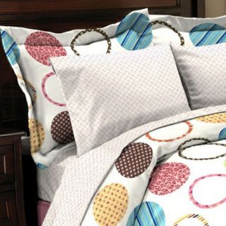   Reversible Twin Bed in A Bag Circles Stripes Polka Dots Bedding