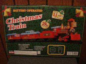 EZTEC 29PC CHRISTMAS TRAIN PLAY SET BATTERY OPERATED OVER 11 FT OF 