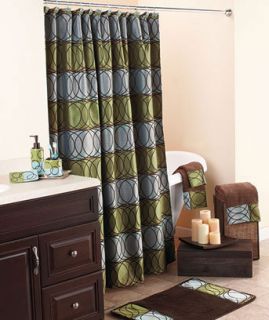 Orbit Bathroom Collection Shower Curtain, Rug, Towel Set and Sink 