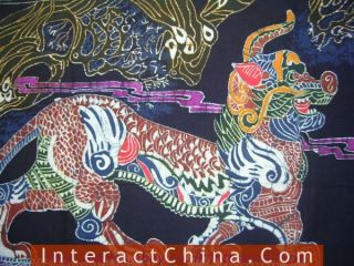 Batik Folk Art Painting 34x64 Miao Hmong Artist 147