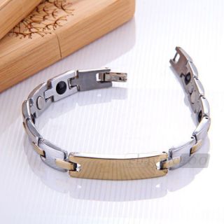   Steel Magnetic Magnet Gold Plated Bracelet Bangle Link Chain Hot