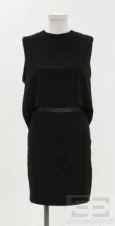 Neil Barret Black Open Black Leather Trim Sleeveless Dress Size 40 