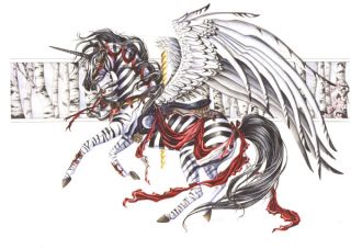 New Carousel Horse Moonlight Silver Nene Thomas Fantasy Print Mystical 