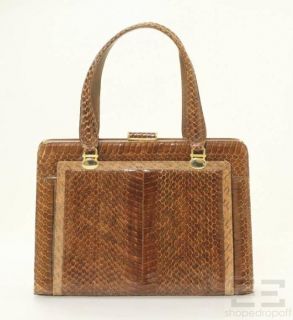 battaglia vintage brown snakeskin frame handbag