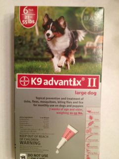 Bayer K9 Advantix II for Dogs 21 55 lbs 6 PK Flea Lice Tick