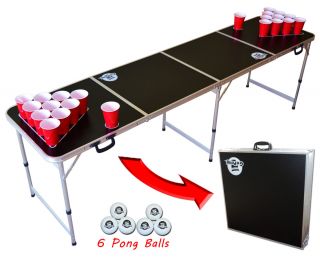 Black Portable Beer Pong Table 8 Feet Ships Same Day from USA