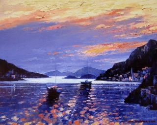Howard Behrens Amalfi Sunset Embellished Giclee on Canvas Italy Only 1 