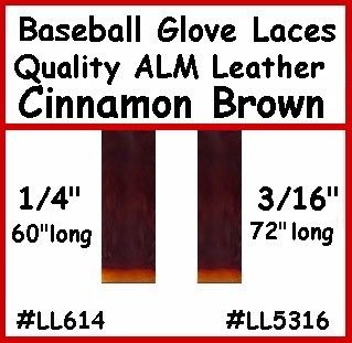   Brown ~ 4 laces  3/16x 72 Alm TAN BASEBALL GLOVE Repair Leather lace