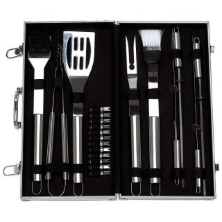 22 Piece Solid Stainless Steel Barbecue Grilling Utensil Set w 