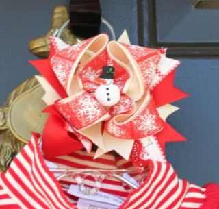 Bonnie Jean Christmas Snowman Dress Red White Stripe Turtleneck 4 