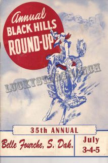 Belle FOURCHE s DAK Black Hills Round Up Vintage Rodeo Poster