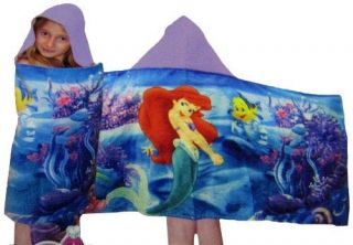   Ariel Little Mermaid Girls Kids Hooded Beach Pool Bath Towel