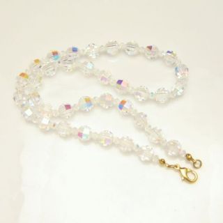 Vintage Necklace Gorgeous Sparkling Crystal Beads Aurora Boralis AB 