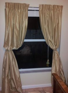 Beautiful Gold Dupoini Silk Drapes Curtains Window Treatments Panels 