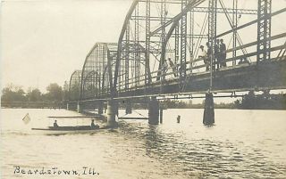 IL Beardstown Bridge Real Photo mailed 1908 Early S2241
