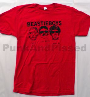 Beastie Boys 3 Heads and Logo Red T Shirt Official Fast SHIP