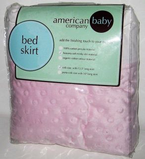   Crib Bed Skirt Pink Minky Dot Infant Toddler Girl Dust Ruffle