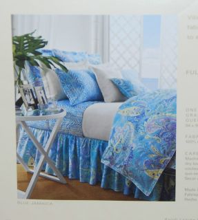 Ralph Lauren Blue Turquoise Jamaica Paisley Full Queen Duvet Comforter 