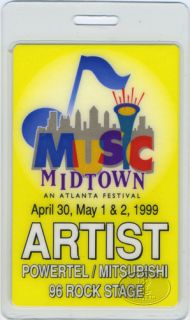 Kid Rock Black Crowes 1999 Laminated Backstage Pass Music Midtown 