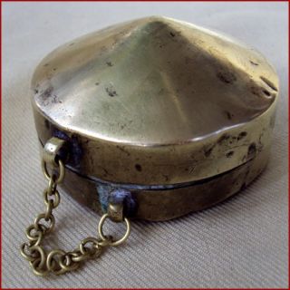 Antique Brass Copper Very Fine Lime Box Bhutan Tibet