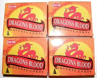 Dragons Blood Hem Incense Cones Lot of 4 Boxes Wicca Pagan