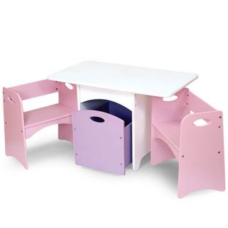 KidKraft Kids Wood Table 2 Pastel Benches Toy Storage