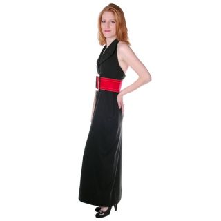 Vintage 1970s Dress Geoffrey Beene Black Silk Halter Gown Scarf Size S 