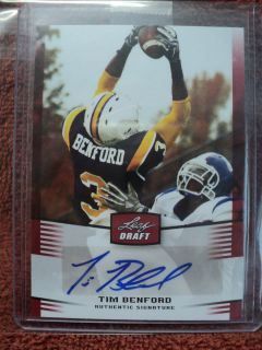 2012 Leaf Draft Tim Benford Autographed Rookie TB1 Tennessee Tech RC 