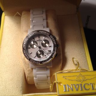 Womens Invicta White Ceramic Diamond Chronograph Watch ($1495)