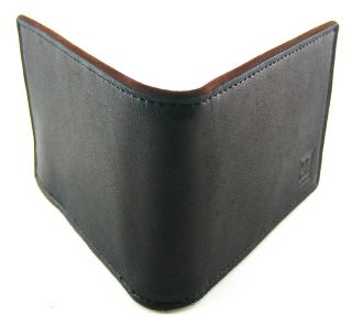 Ike Behar Mens Black and Brown Smooth Leather Interior Money Clip 