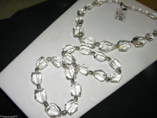 Cookie Lee Pure Ice Necklace Bracelets Set NWT nwot Glass Beads Silver 