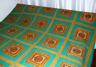   Mirror Queen Cotton Bedspread Bedsheet Indian Embroidery Green BDS EHS