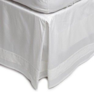   Queen Bedskirt Solid White Alabaster Dot Tailored Trousseau 18