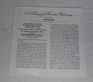  Complete MESSIAH Sir Thomas BEECHAM 4 LPs Vinyl Original RCA LCT 6401