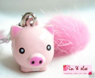 Pink Pig Tuft Bell Mobile Cell Phone Charm Strap 0 7