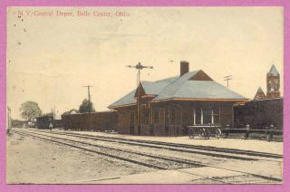 Belle Center Ohio New York Central Railroad Depot NYC RR Station c1908 