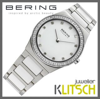 Bering Ceramic Ultra Slim Quarz Damen Uhr Weiß Silber 32430 754