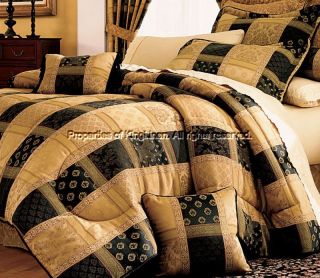 7pcs Black Jewel Patchwork Comforter Bed in A Bag Queen
