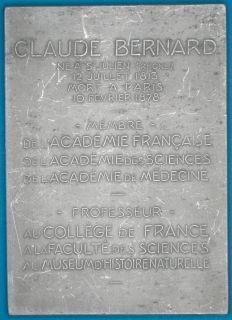 Medicine Claude Bernard French Physiologist XLarge Plaque 1913 by 