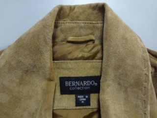 BERNARDO COLLECTION Medium Brown 100% Suede Leather Fringe Jacket Coat 