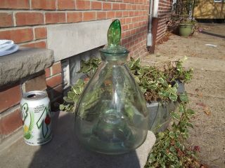 VINTAGE GREEN GLASS FLY WASP BEE CATCHER INSECT TRAP  IN 