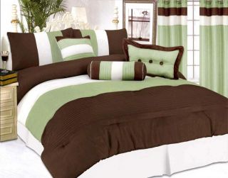 PC Modern Satin Bedding Comforter Set King Sage Brown