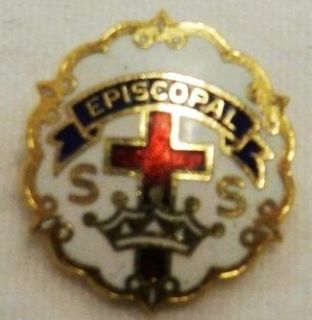 Vintage Little System Episcopal SS Sunday Red Blue White Cross Crown 