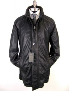 New Di Bello Italy Black Lambskin Leather Zip Coat Jacket 52 L XL 42 $ 