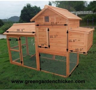 this coop is well designed with one living house a two section nesting 