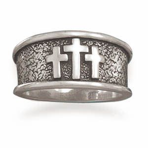 Sterling Silver Three 3 Cross Band Ring Sizes 8 13