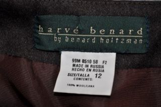 Harve Benard Womens Skirt Brown Pure Wool Size 12 Long Lined Box B 