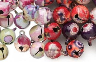 Lot 50 Brass Enamel Bells Assorted Colors Charms Beads